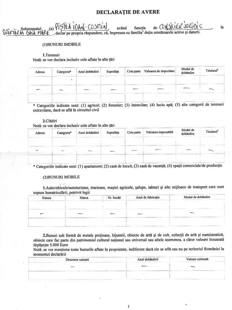 Declaratia de avere si de interese din data 23.03.2009 - pagina 1 din 5