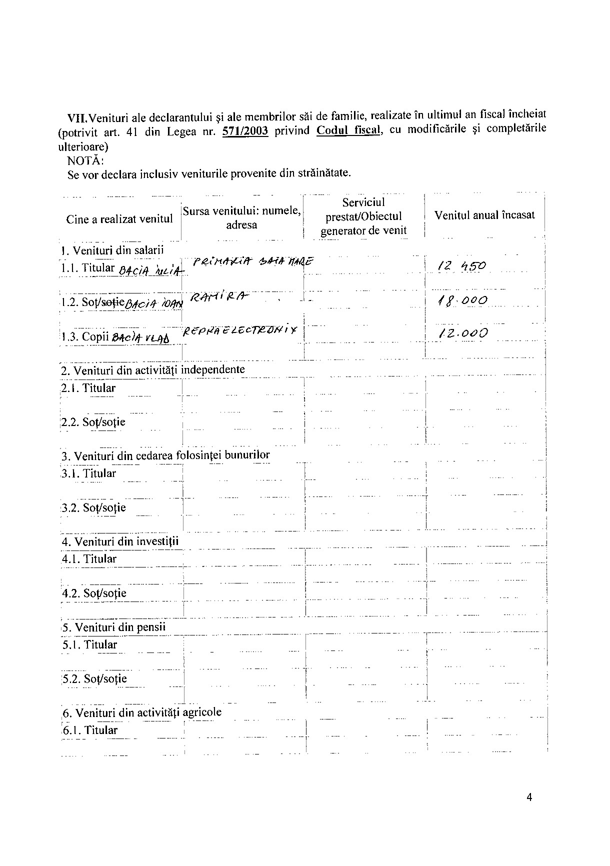 Declaratia de avere si de interese din data 25.06.2012 - pagina 4 din 6