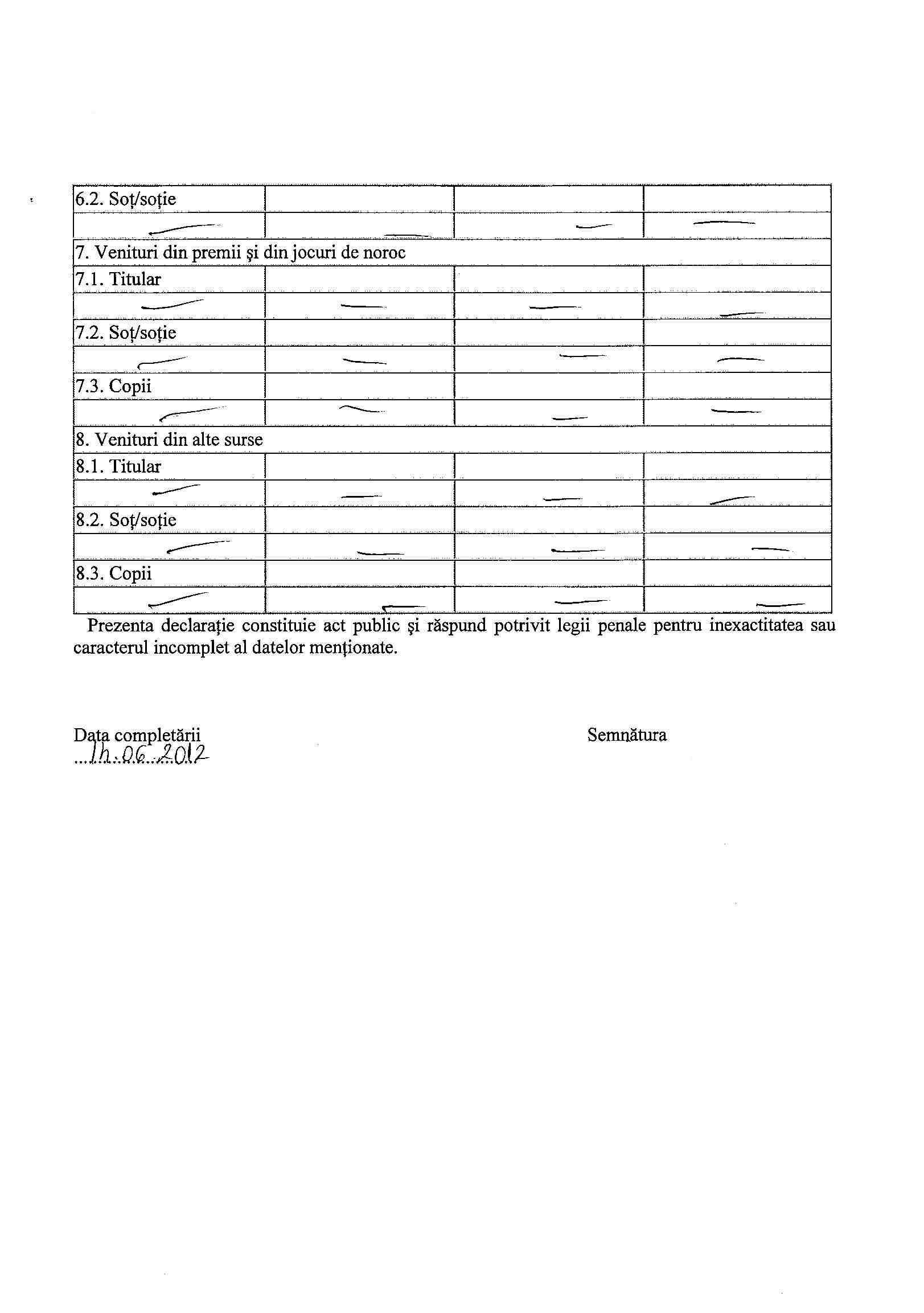 Declaratia de avere si de interese din data 25.06.2012 - pagina 5 din 6