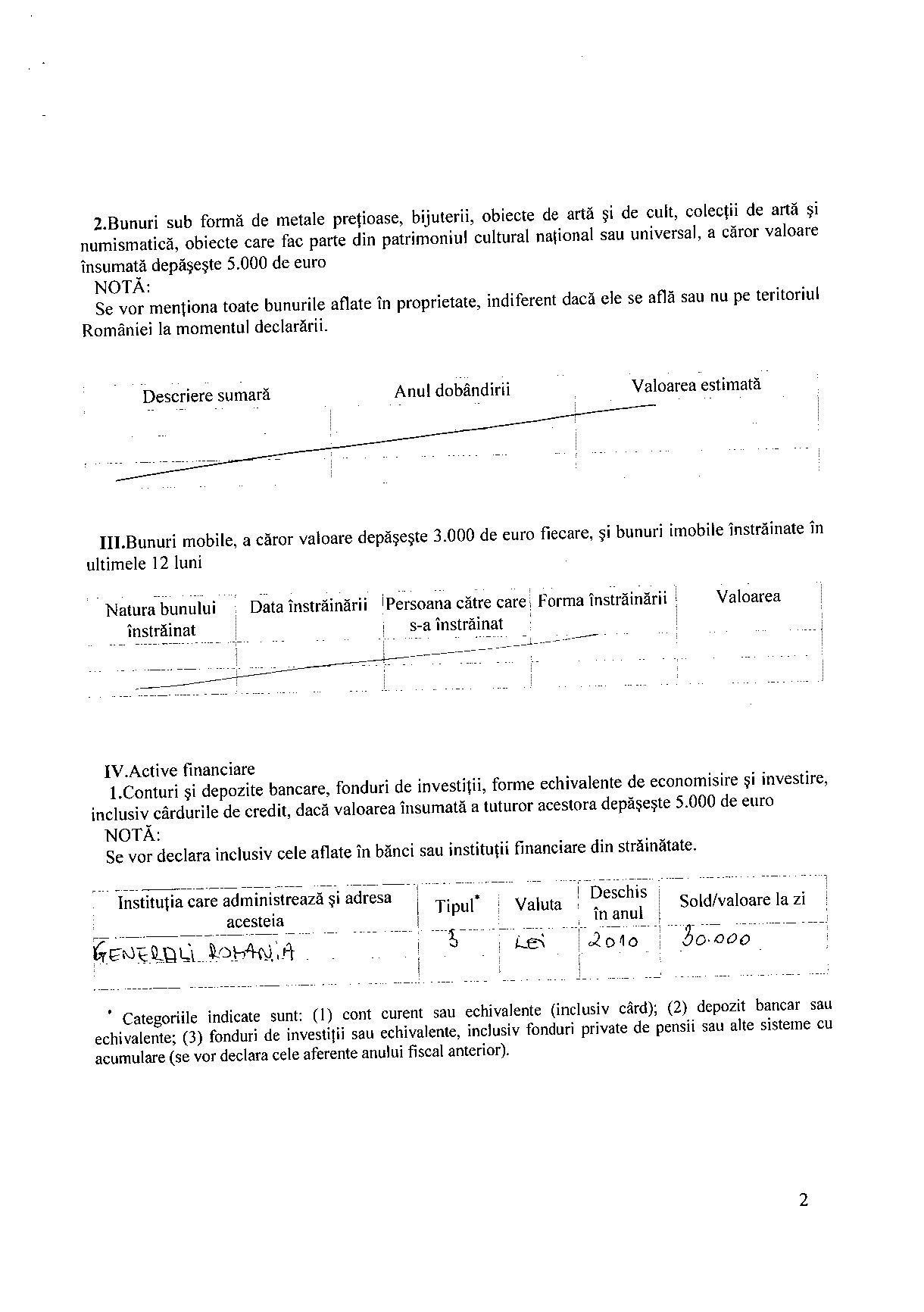 Declaratia de avere si de interese din data 25.06.2012 - pagina 2 din 6