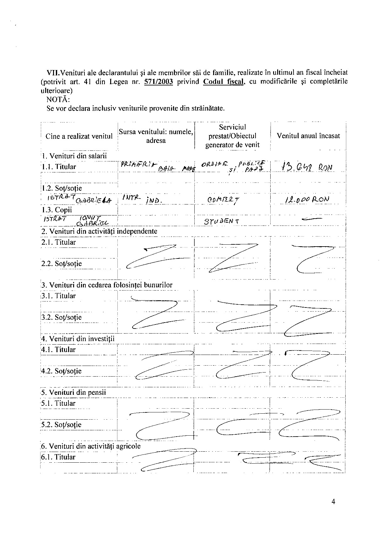 Declaratia de avere si de interese din data 12.07.2012 - pagina 4 din 6