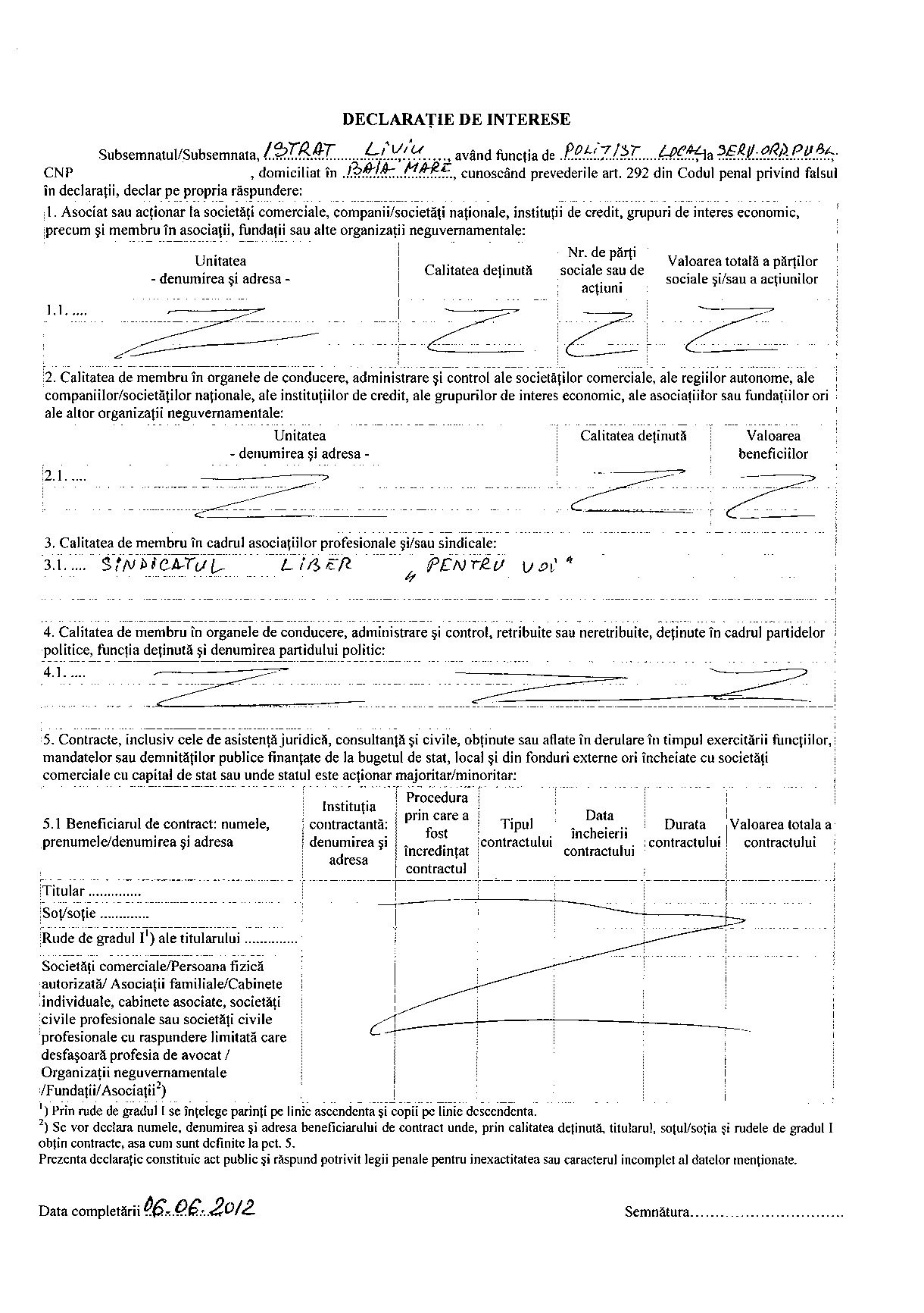 Declaratia de avere si de interese din data 12.07.2012 - pagina 6 din 6