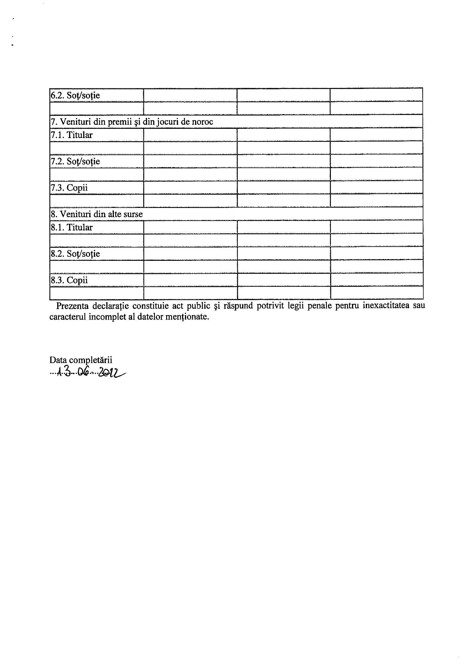 Declaratia de avere si de interese din data 12.07.2012 - pagina 5 din 6